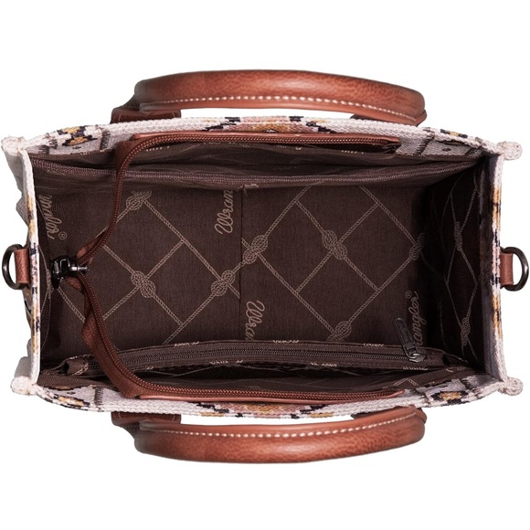 Wrangler Geometric Brown and Cream Tote - Picture 3 of 5